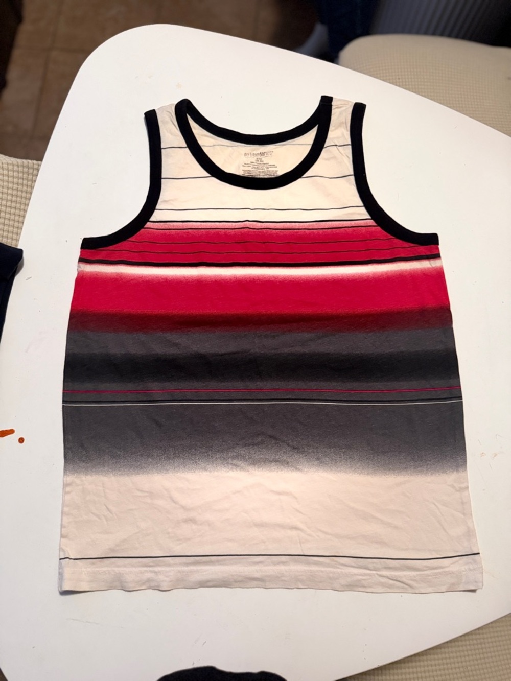 No Boundaries Men's Striped Tank Top - Red, Black, White